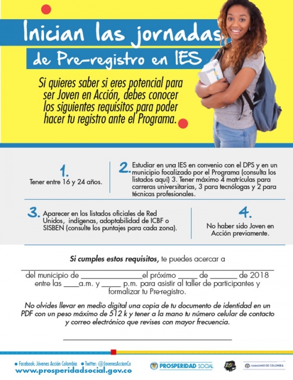Jóvenes en Acción - Inician las jornadas de Pre-registro en IES  - infotep